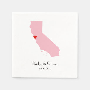 Pink California Personalised Wedding Anniversary Napkin