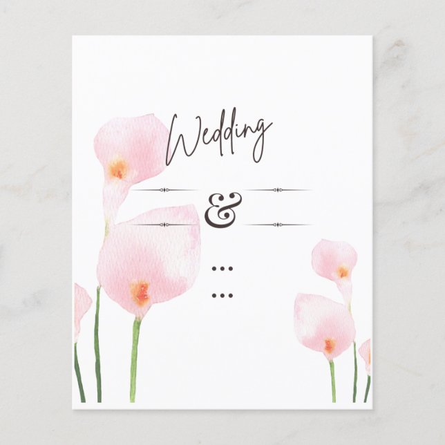 PINK CALLA LILIES PHOTO OVERLAY WEDDING INVITE (Front)