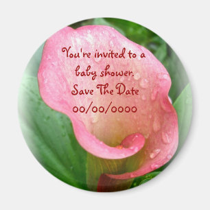 Pink Calla Lily Baby Shower Save the Date Magnet
