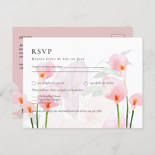 Pink Calla Lily Bouquet Wedding RSVP Postcard