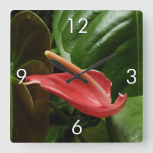 Pink Calla Lily Elegant Floral Square Wall Clock