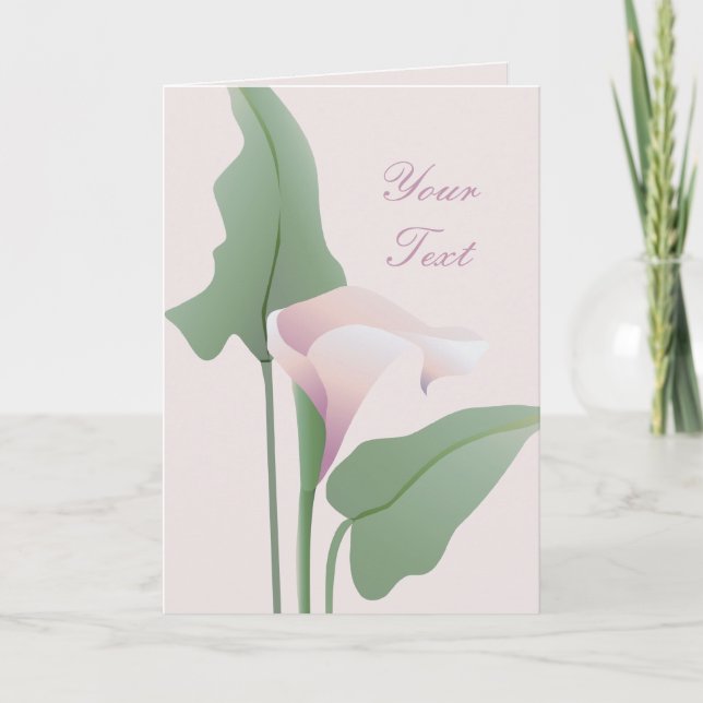 Pink Calla Lily Floral Greeting Card (Front)