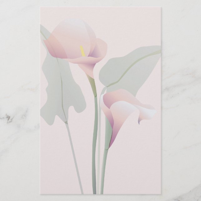 Pink Calla Lily Floral Stationery (Front)