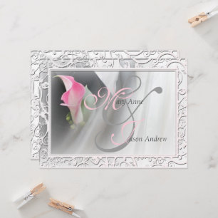 Pink Calla Lily Flourish Frame Wedding Invitation