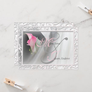 Pink Calla Lily Flourish Frame Wedding Invitation