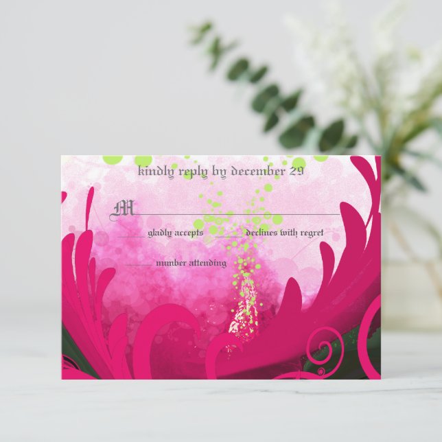 Pink Calla Lily Flower Wedding RSVP Invitation (Standing Front)