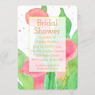 Pink Calla Lily Flowers Bridal Shower Invitation