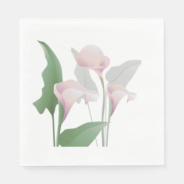 Pink Calla Lily Flowers Paper Napkins (Front)