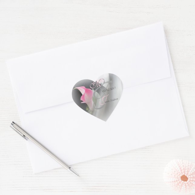 Pink Calla Lily Wedding Sticker (Envelope)