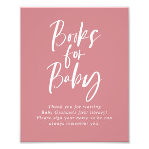 Pink Calligraphy Books for Baby Shower Sign