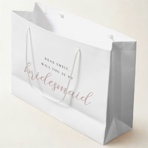 Pink Calligraphy Bridesmaid Proposal Gift Bag