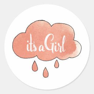Pink Calligraphy It’s a Girl Art Welcome New Baby  Classic Round Sticker