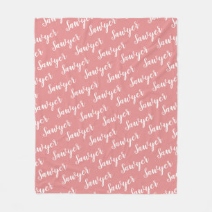 Pink Calligraphy Personalised Repeat Name Fleece Blanket