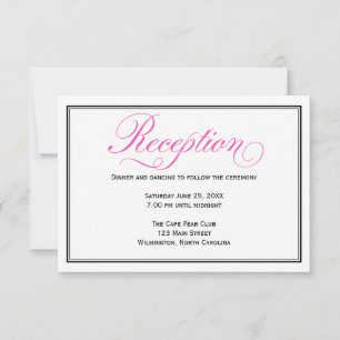 Pink Calligraphy Script Wedding Reception Card