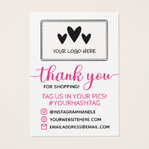 Pink Calligraphy Your Logo Thank You For Shopping