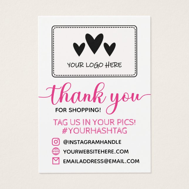 Pink Calligraphy Your Logo Thank You For Shopping (Front)