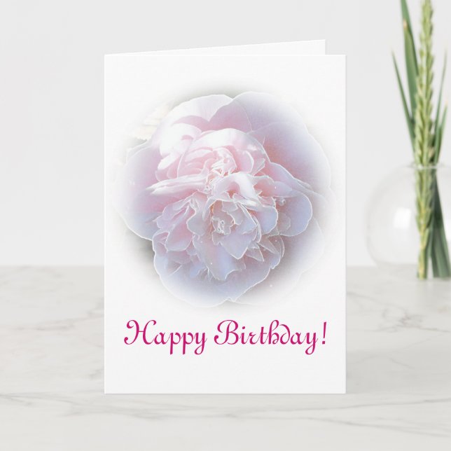 Pink Camelia Birthday Card (Front)