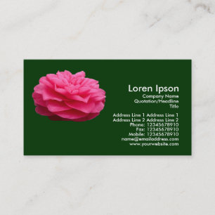 Pink Camelia - Dark Green Business Card