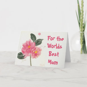 Pink Camelia Watercolour Mother's Day Card
