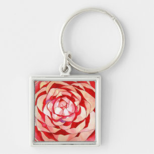 Pink Camellia abstract original art painting Key Ring