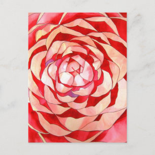 Pink Camellia abstract original art painting Postcard