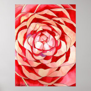 Pink Camellia abstract original art painting Poster