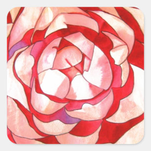 Pink Camellia abstract original art painting Square Sticker