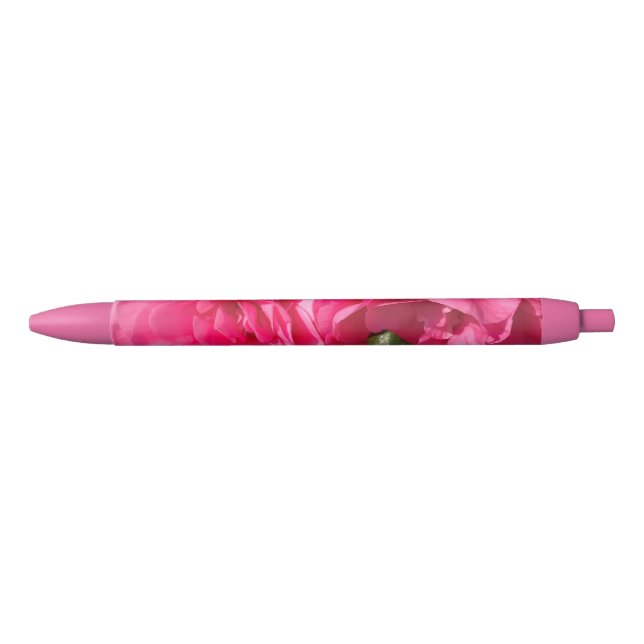 Pink Camellia Black Ink Pen (Front)