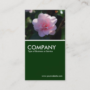 Pink Camellia - Dark Green Business Card