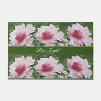 Pink Camellia Floral Floor Mat Rug