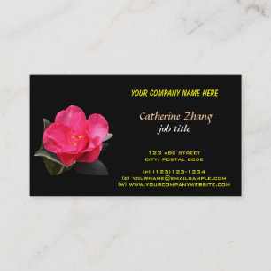 pink camellia flower  business card