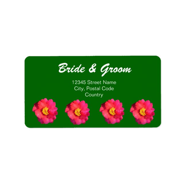 pink camellia flowers address labels (Front)