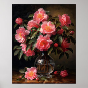 Pink Camellia Flowers Art Print Poster