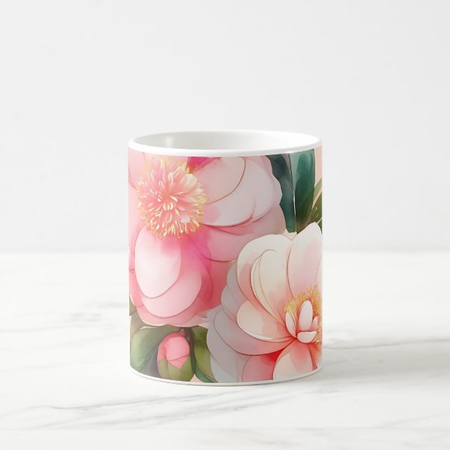 Pink Camellia Flowers Coffee Mug (Center)
