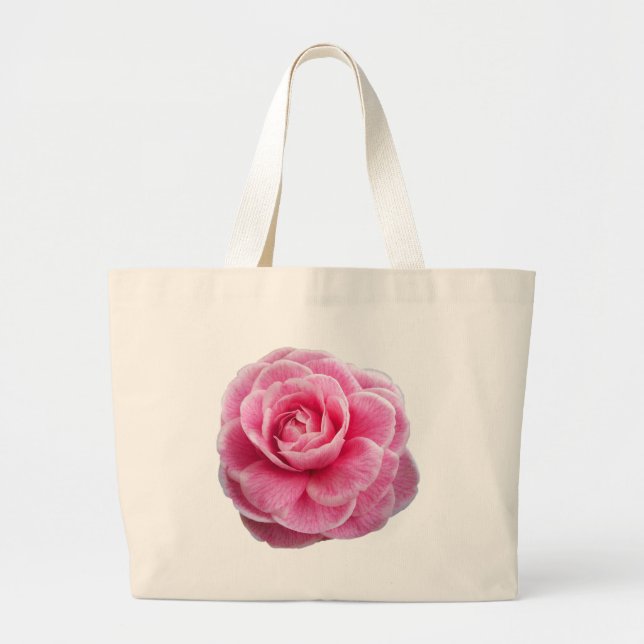 Pink Camellia Large Tote Bag (Front)