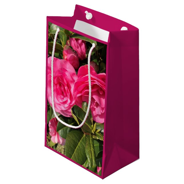 Pink Camellia Small Gift Bag (Front Angled)