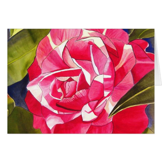 Pink Camellia watercolor flower art painting (Front Horizontal)