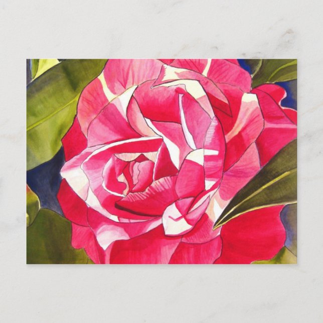 Pink Camellia watercolor flower art painting Postcard (Front)