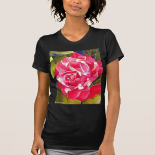 Pink Camellia watercolor flower art painting T-Shirt