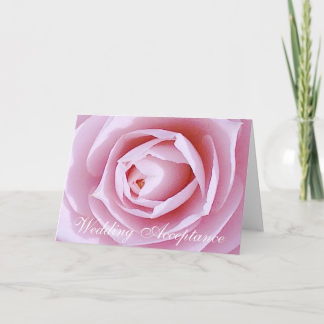 Pink Camellia Wedding Acceptance Card (Front)