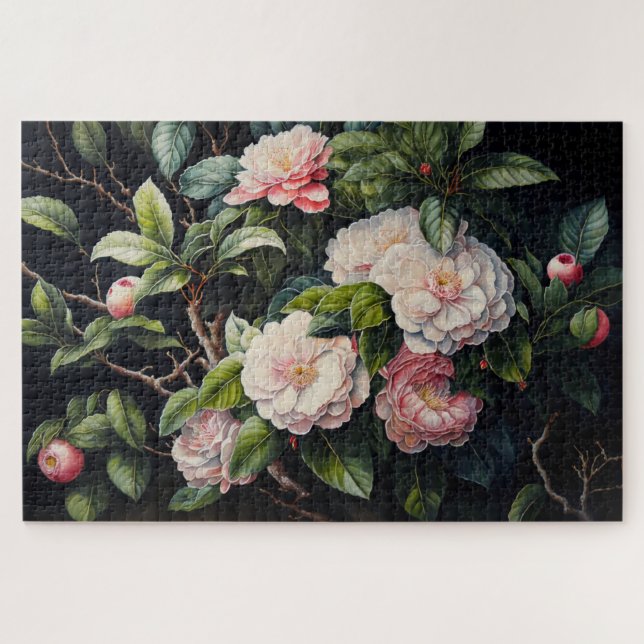 Pink Camellias Jigsaw Puzzle (Horizontal)