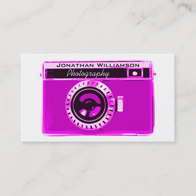 Pink Camera Photography Business Cards (Front)
