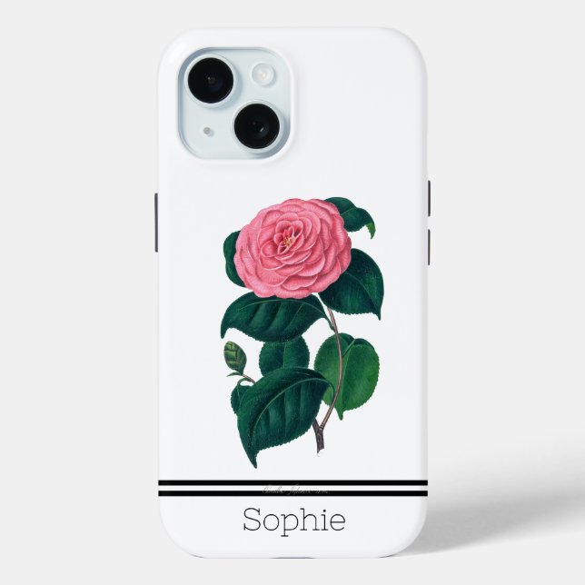 Pink Camillia Watercolor Poppies Custom Case-Mate iPhone Case (Back)