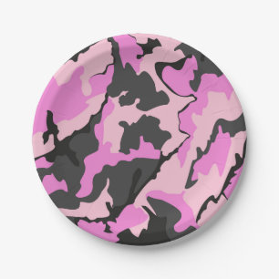 Pink Camo, 7 Inch Paper Party Plates