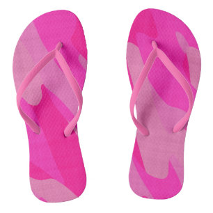 pink camo abstract flip flops