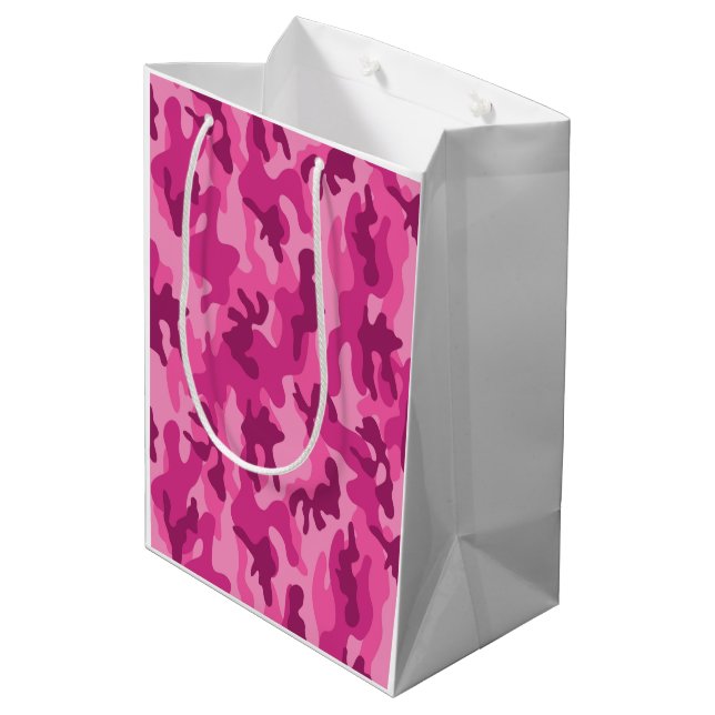 Pink Camo Adventure Power Her Fun Medium Gift Bag (Back Angled)