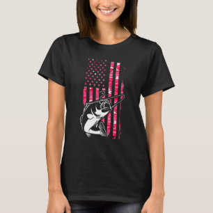 Pink Camo American Flag Fishing Women Bass Fishin T-Shirt