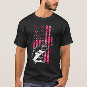 Pink Camo American Flag Fishing Women Bass Fishin T-Shirt