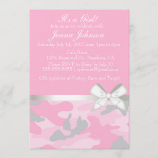 Pink Camo Baby Girl Shower Invitation