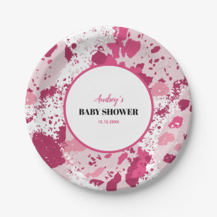 Pink Camo Baby Shower Paper Plate
